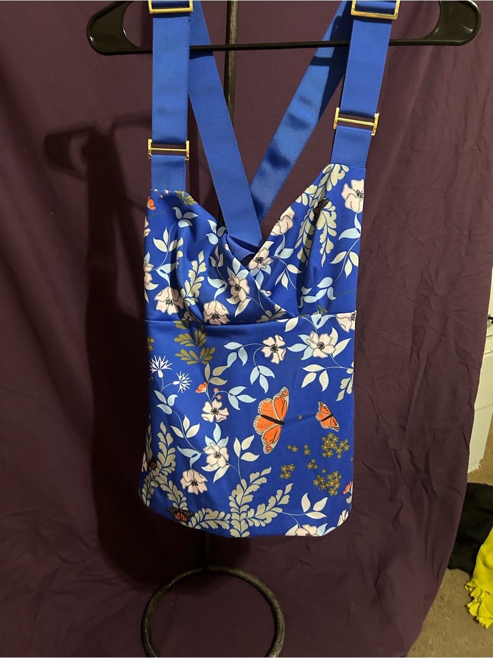 Blue Floral Butterflies tank top